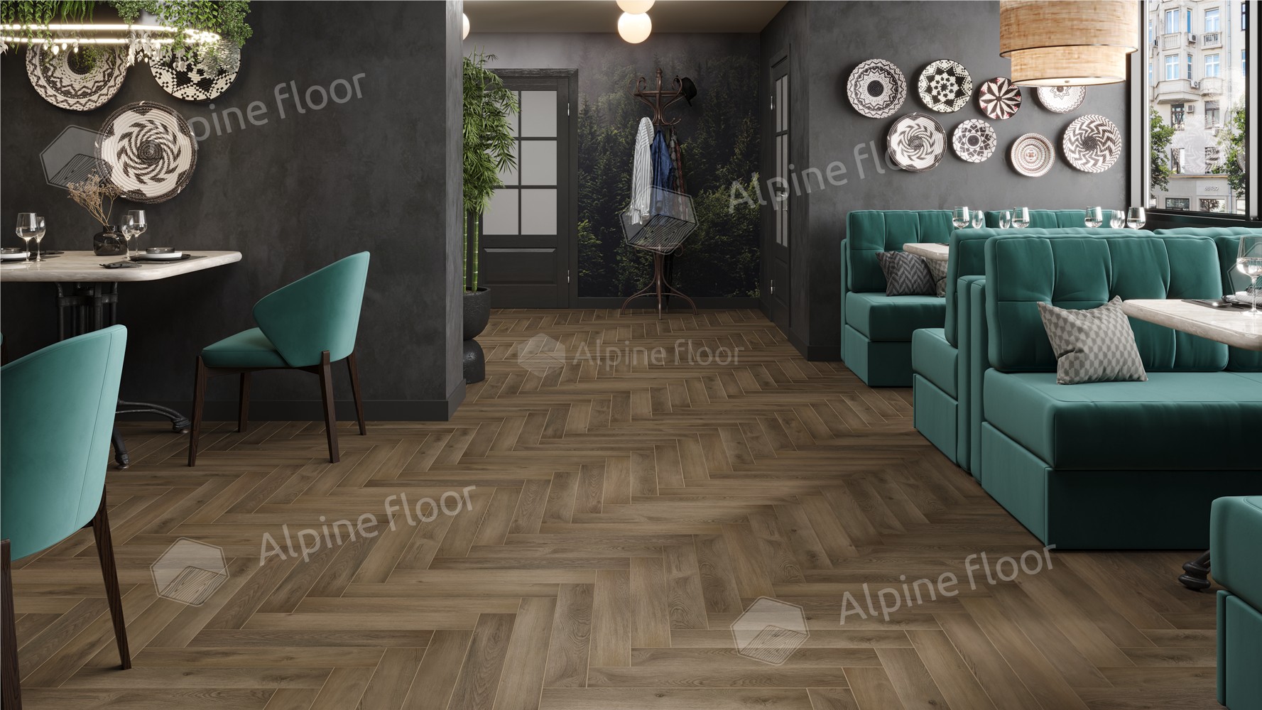 Ламинат ALPINE FLOOR Herringbone 12 PRO 4V 34кл Анжу LF106-11